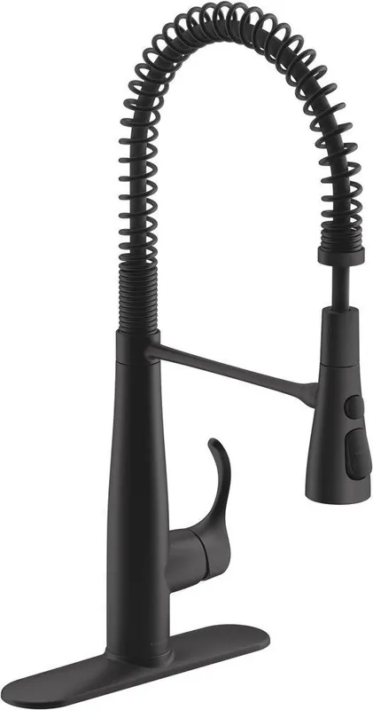 KOHLER 22033-BL Simplice Single Handle Pull Down Kitchen Faucet in Matte Black