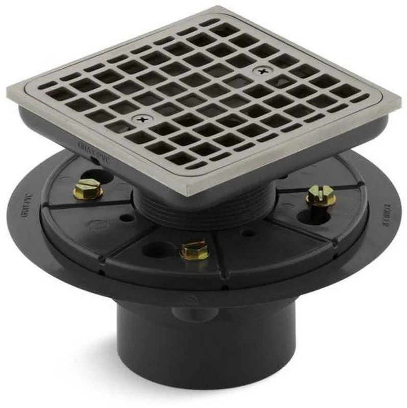 Kohler 9136-BN ClearFlo 3 in. Threaded Plastic Square Design Tile-In Shower Drain