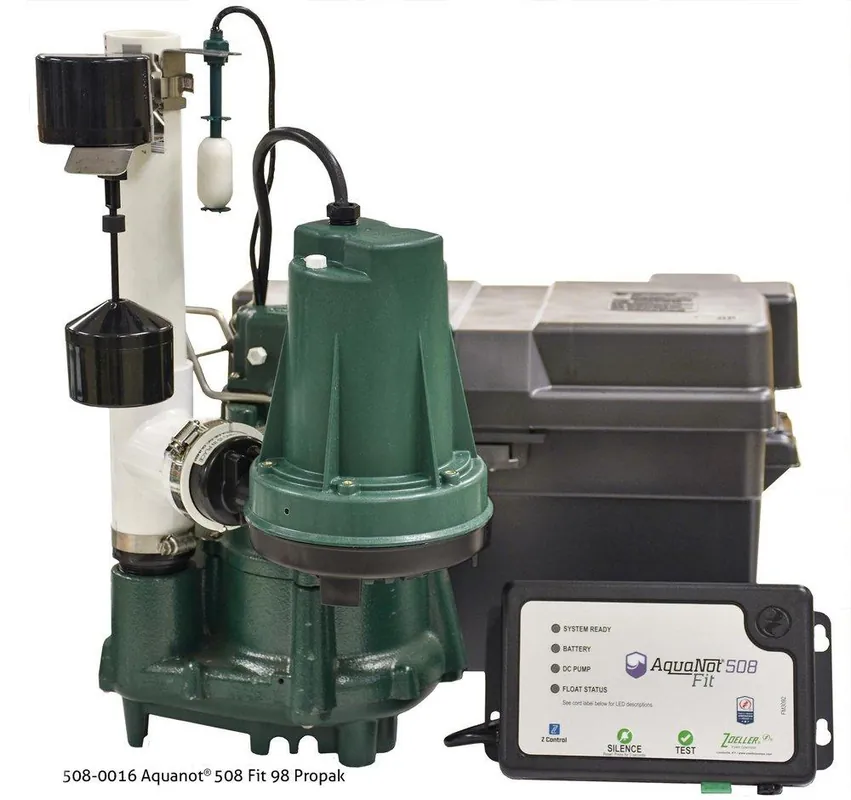 Zoeller 508-0016 Aquanot Fit 508 1/2 HP 115V Pre-Assembled Cast Iron Submersible Sump Pump (M98) with 12V Battery Backup and WiFi