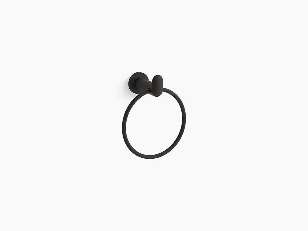 Kohler 97898-BL Kumin Round Closed Towel Ring in Matte Black