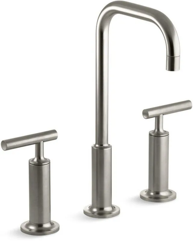 Kohler 14408-4-BN Purist Two Handle Widespread Bathroom Sink Faucet in Vibrant Brushed Nickel