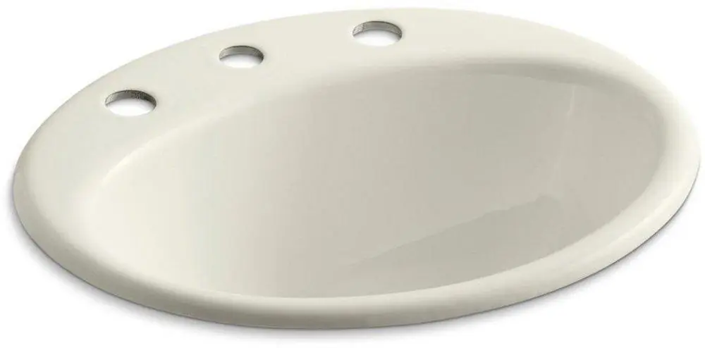 Kohler 2905-8-96 Farmington 19-1/4 x 16-1/4 in. Oval Drop-in Bathroom Sink in Biscuit