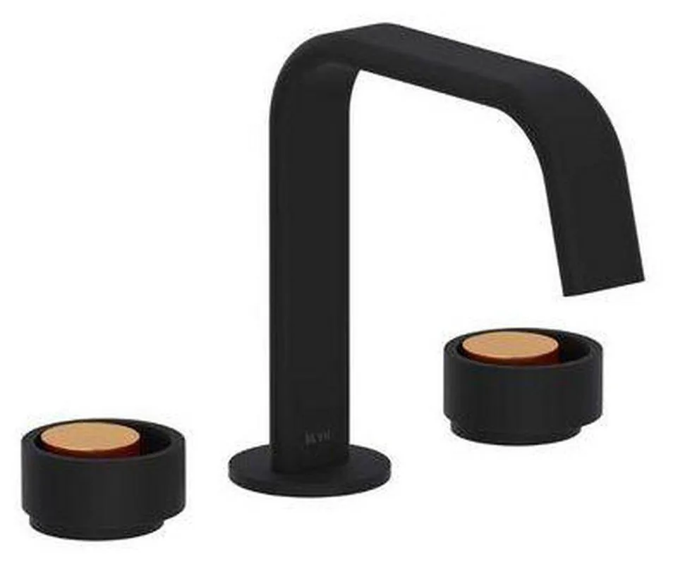 Rohl EC09D3IWMBG Eclissi Two Handle Widespread Bathroom Sink Faucet in Matte Black/Satin Gold