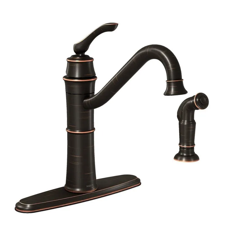 Moen 87999BRB Wetherly Single Handle Kitchen Faucet with Side Spray in Mediterranean Bronze
