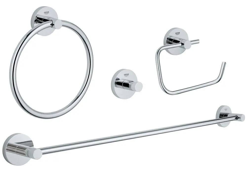 GROHE 40823001 Essentials 4-in-1 Bathroom Accessories Set in Starlight Polished Chrome