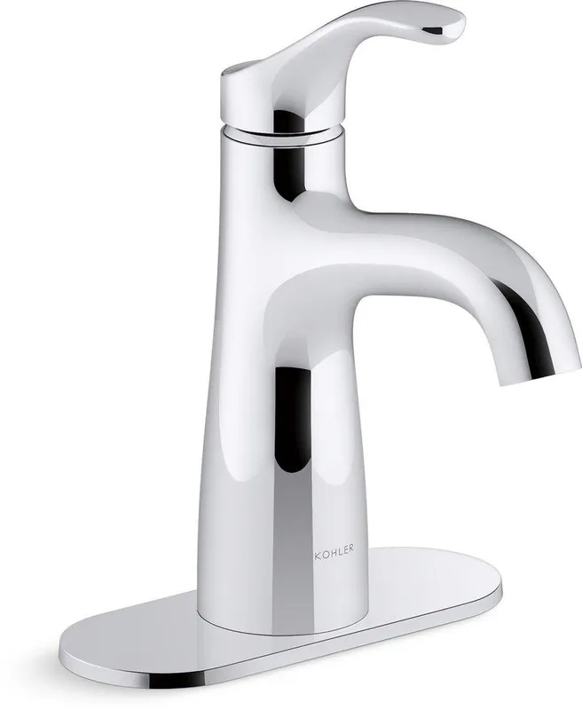 Kohler 27389-4-CP Simplice Single Handle Monoblock Bathroom Sink Faucet in Polished Chrome