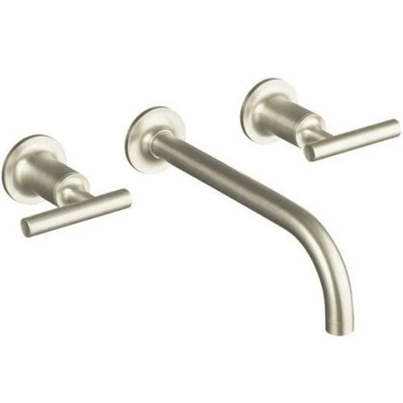 KOHLER T14414-4-BN Purist Two Handle Wall Mount Widespread Bathroom Sink Faucet