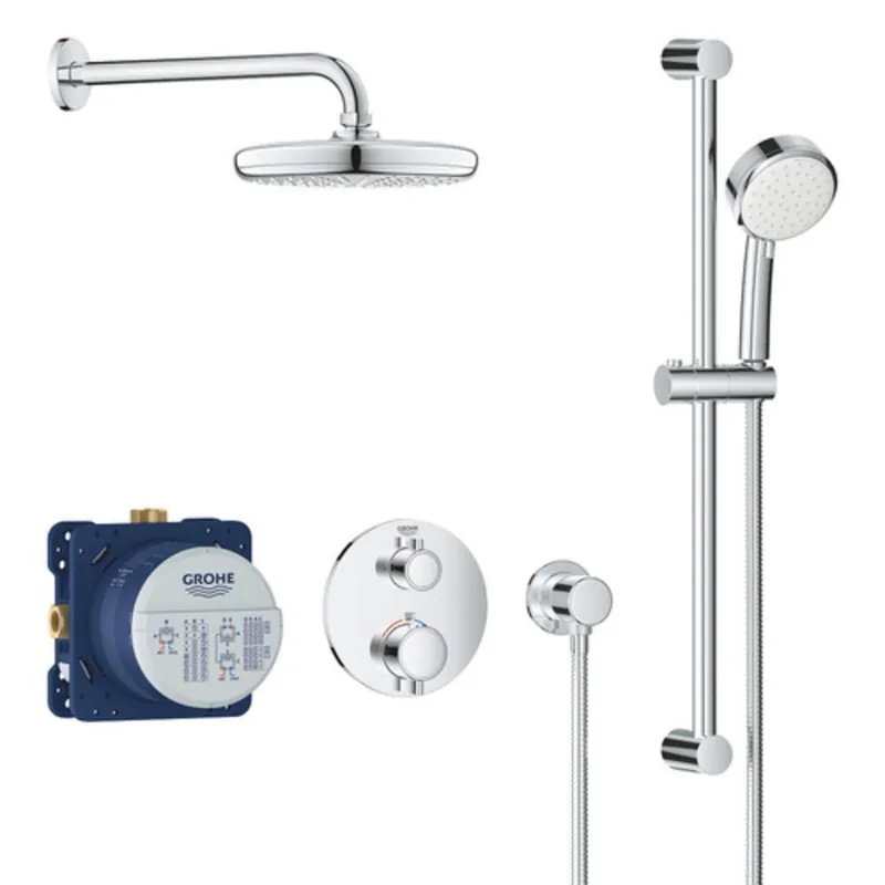GROHE 34745000 Grohtherm Two Handle Single Shower System in Chrome