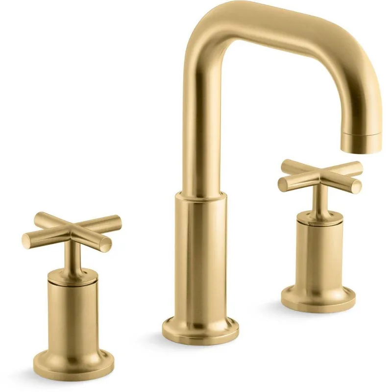 Kohler T14428-3-2MB Purist Two Handle Roman Tub Faucet in Vibrant Brushed Moderne Brass