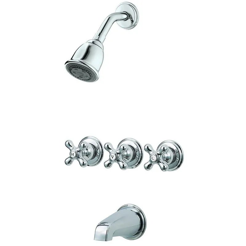 Pfister LG01-8CBC Pfirst Series Three Handle Multi Function Bathtub & Shower Faucet in Polished Chrome
