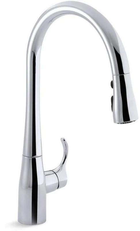KOHLER 596-CP Simplice Single Handle Pull Down Kitchen Faucet in Polished Chrome