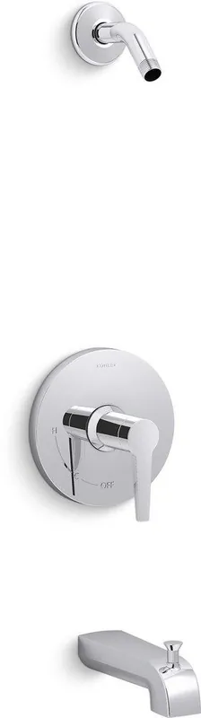 KOHLER TLS97074-4-CP Pitch Single Handle Bathtub Shower Faucet in Polished Chrome Trim Only