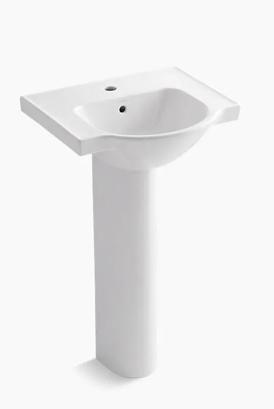 KOHLER 5265-1-0 Veer 21 x 18 in. Rectangular Pedestal Sink and Base in White