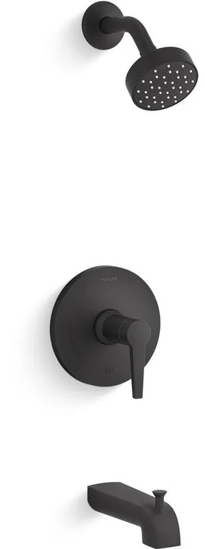 Kohler TS97074-4G-BL Pitch One Handle Single Function Bathtub & Shower Faucet in Matte Black