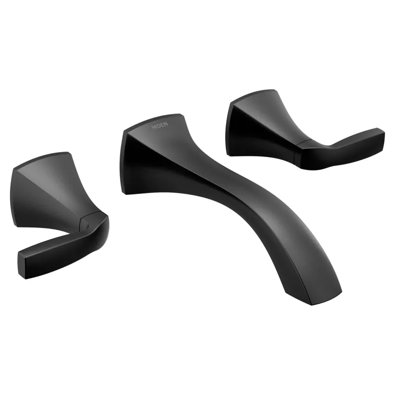 Moen T6906BL Voss Matte Black Two-Handle Wall Mount Bathroom Faucet