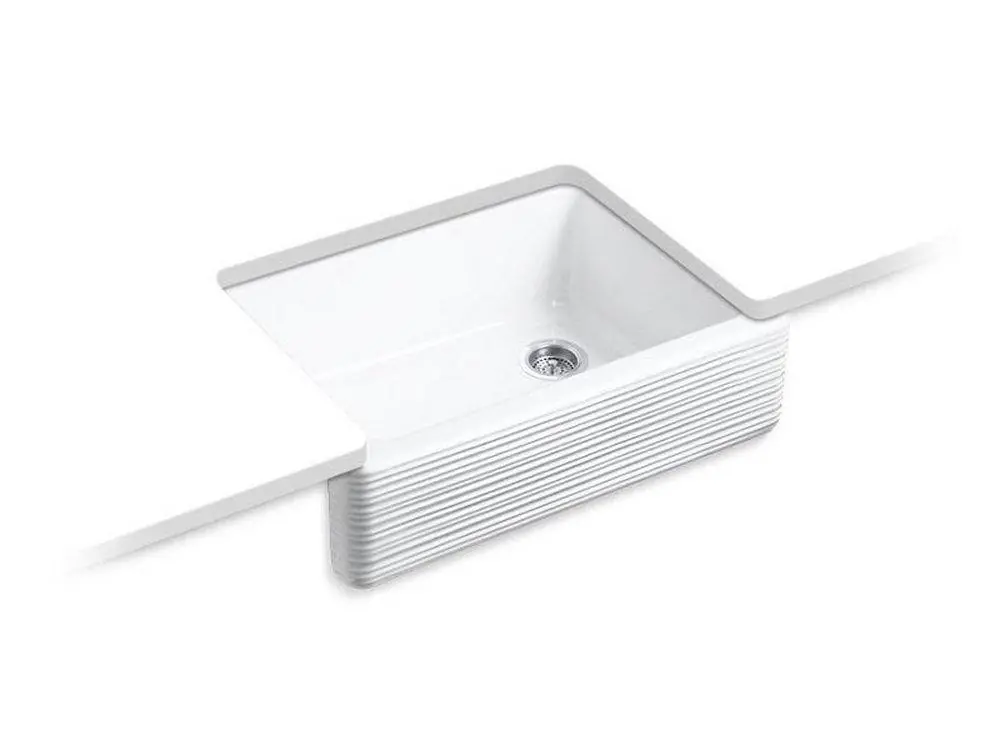 KOHLER 7251-0 Whitehaven Hayridge 29-11/16 x 21-9/16 in. Cast Iron Single Bowl Farmhouse Kitchen Sink