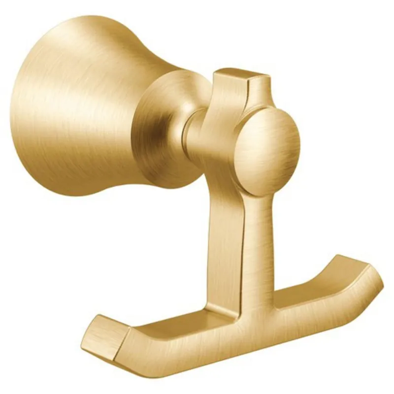 Moen YB0303BG Flara Double Robe Hook in Brushed Gold
