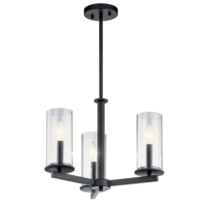 Kichler 43997BK Chandelier/Semi Flush Black 3 Light Convertible Chandelier