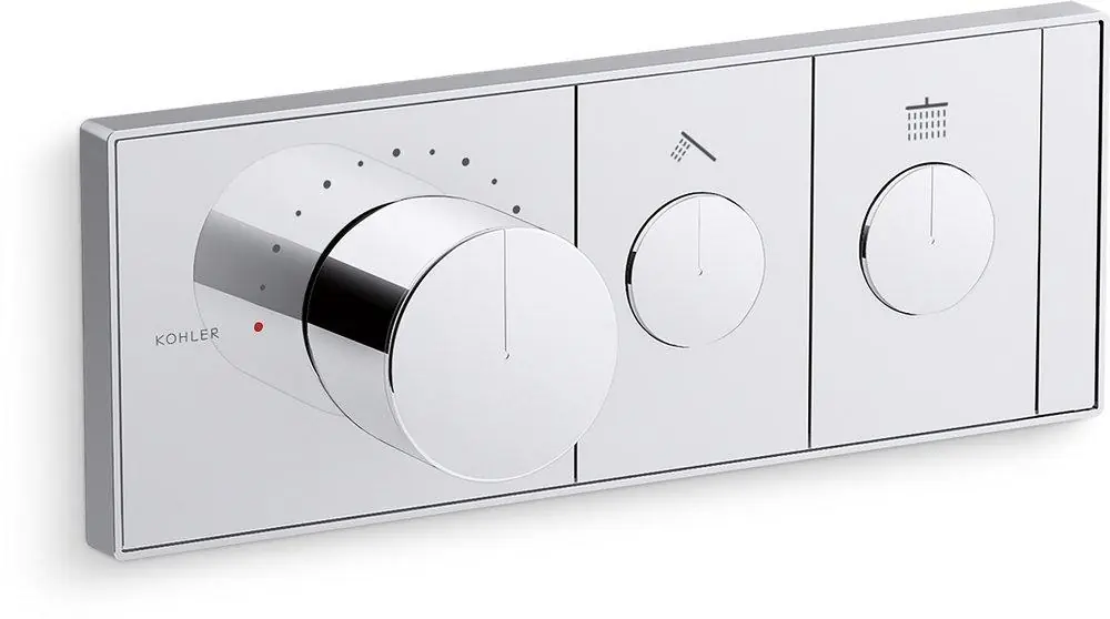 Kohler 26346-9-CP Anthem Three Handle Thermostatic Valve Trim in Polished Chrome