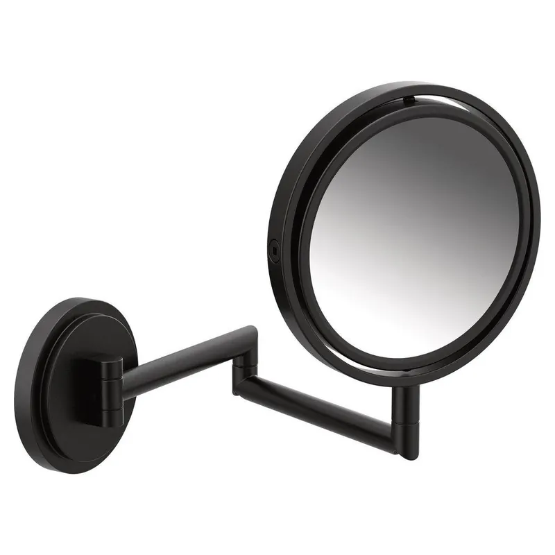 Moen YB0892BL Arris 6-13/20 x 8-9/10 x 13-17/20 in. Round Beveled Edge Magnifying Mirror in Matte Black