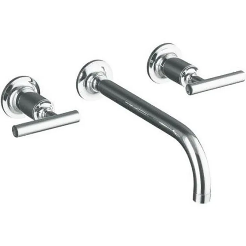 Kohler T14414-4-CP Purist Two Handle Wall Mount Widespread Bathroom Sink Faucet in Polished Chrome