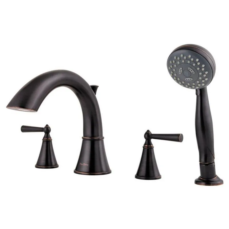 Pfister LG6-4GLY Saxton Two Handle Roman Tub Faucet with Handshower in Tuscan Bronze Trim Only