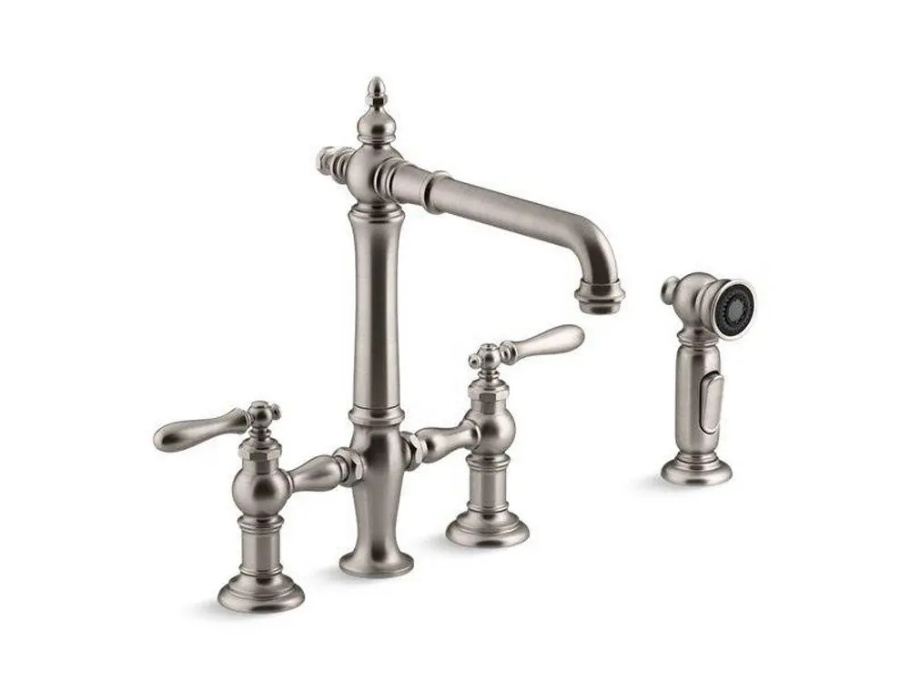 Kohler 76519-4-VS Artifacts Two Handle Bridge Kitchen Faucet with Side Spray