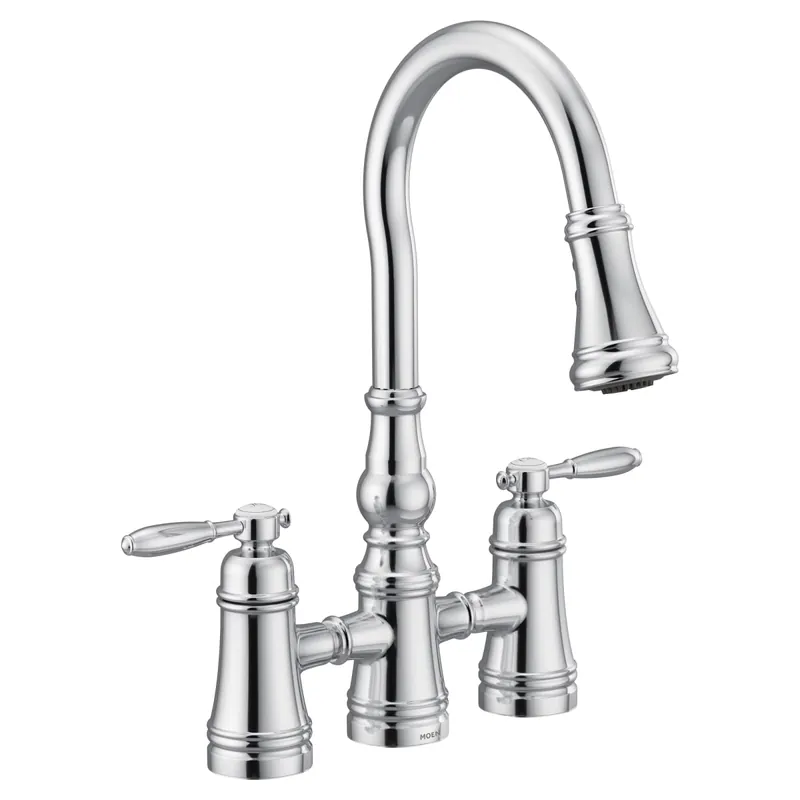 Moen S73204 Weymouth Chrome two-handle pulldown kitchen faucet