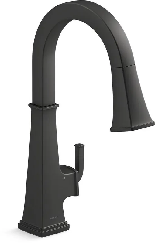 KOHLER 23832-BL Riff Single Handle Pull Down Touchless Kitchen Faucet in Matte Black