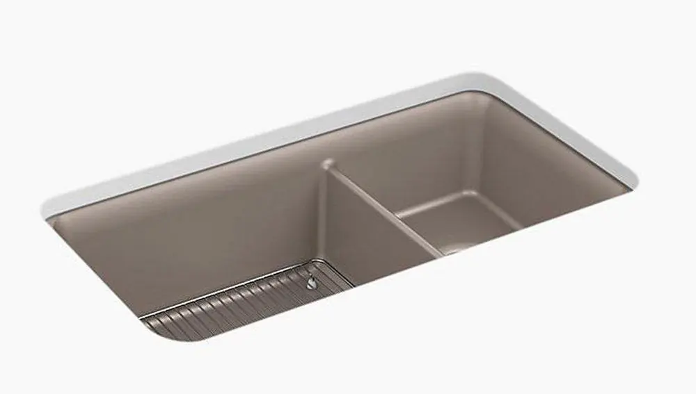 KOHLER 8204-CM3 Cairn 33-1/2 x 18-5/16 in. No-Hole Composite Double Bowl Undermount Kitchen Sink