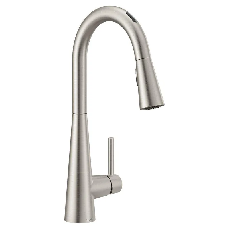 Moen 7864EVSRS Sleek Single Handle Pull Down Touchless Kitchen Faucet with Voice Activation in Spot Resist Stainless
