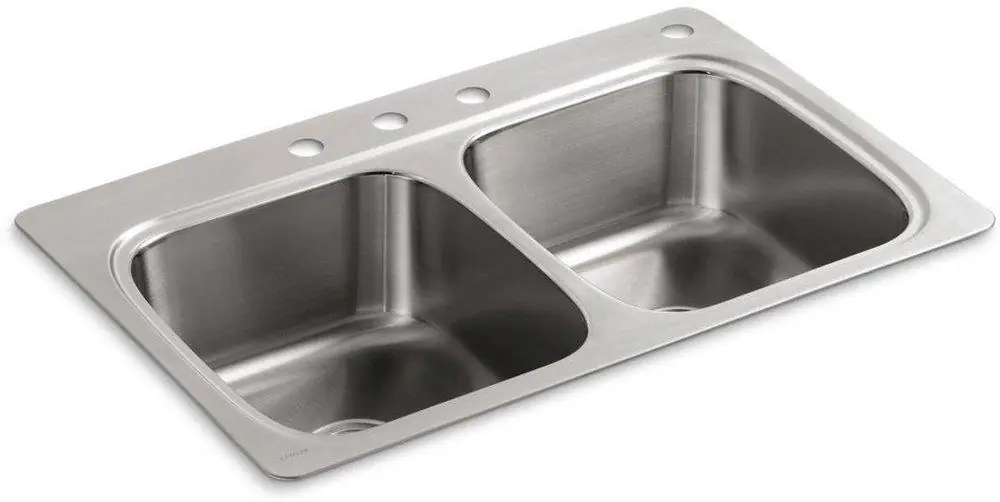 Kohler 5267-4-NA Verse™ 33 x 22 in. 4-Hole Stainless Steel Double Bowl Drop-in Kitchen Sink