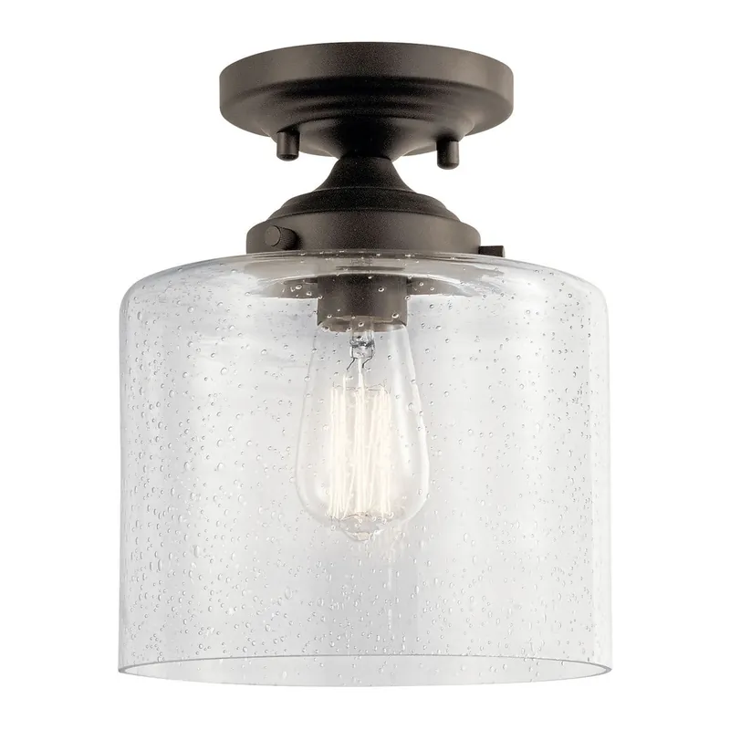 Kichler 44033OZ The Winslow 8.5in 1 Light Semi Flush Olde Bronze