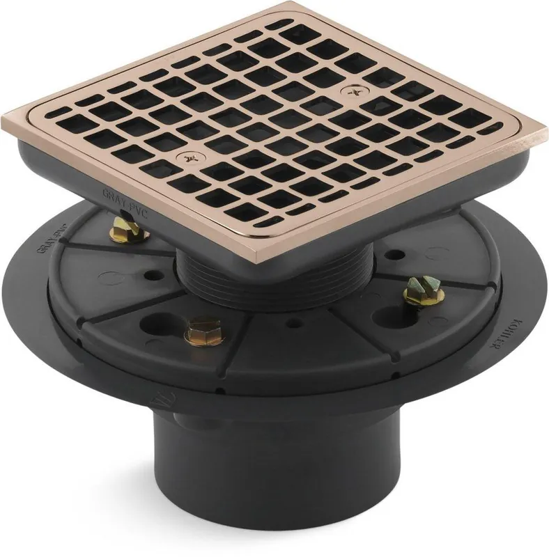 Kohler 9136-RGD ClearFlo 3 in. Threaded Plastic Vibrant Rose Gold Shower Drain