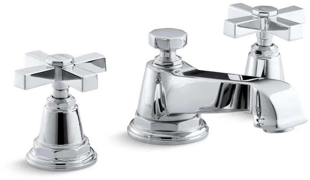 Kohler 13132-3A-CP Pinstripe Two Handle Widespread Bathroom Sink Faucet in Polished Chrome
