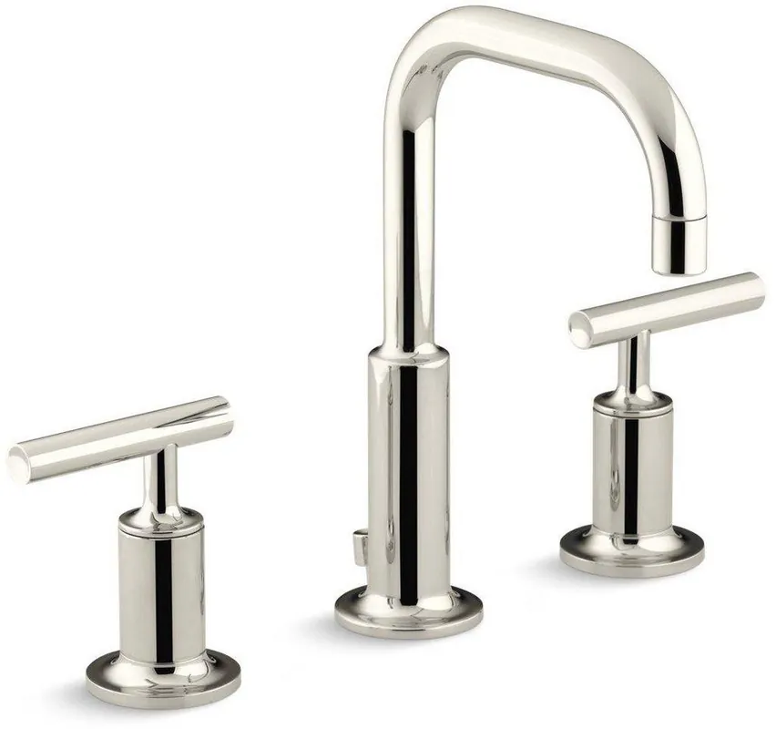 KOHLER 14406-4-SN Purist Two Handle Widespread Bathroom Sink Faucet in Vibrant Polished Nickel