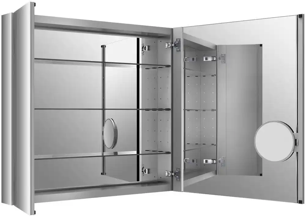 Kohler 99009-NA Verdera 30 In. Aluminum Medicine Cabinet With Adjustable Magnifying Mirror And Slow-Close Door