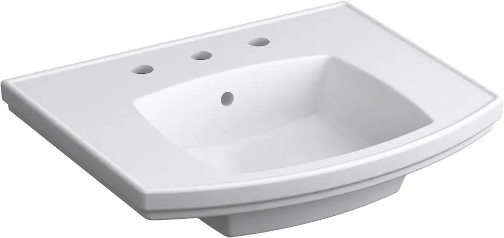 Kohler 24051-8-0 Kelston 24 x 20 in. Rectangular Pedestal Bathroom Sink