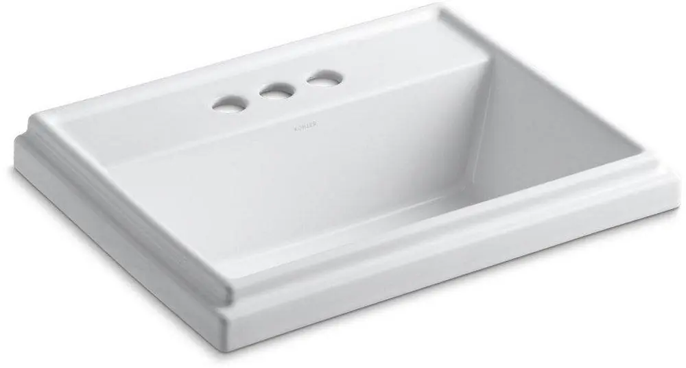 KOHLER 2991-4-0 Tresham 21-13/16 x 16-9/16 in. Rectangular Drop-in Bathroom Sink in White