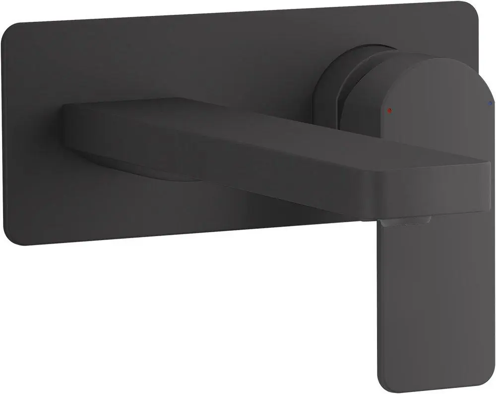 KOHLER 22567-4-BL Parallel Single Handle Wall Mount Bathroom Sink Faucet in Matte Black