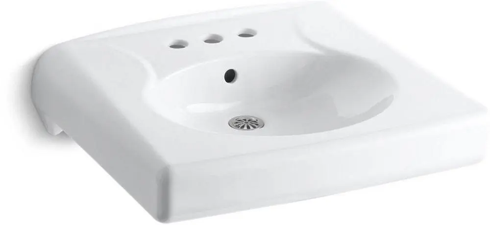 KOHLER 1997-4-0 Brenham 21-15/16 x 19-3/4 in. Rectangular Wall Mount Bathroom Sink