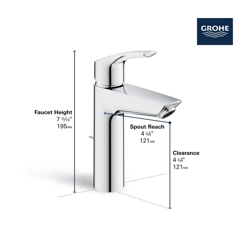 Grohe 23990003 Single Hole Single-Handle M-Size Bathroom Faucet 1.2 GPM