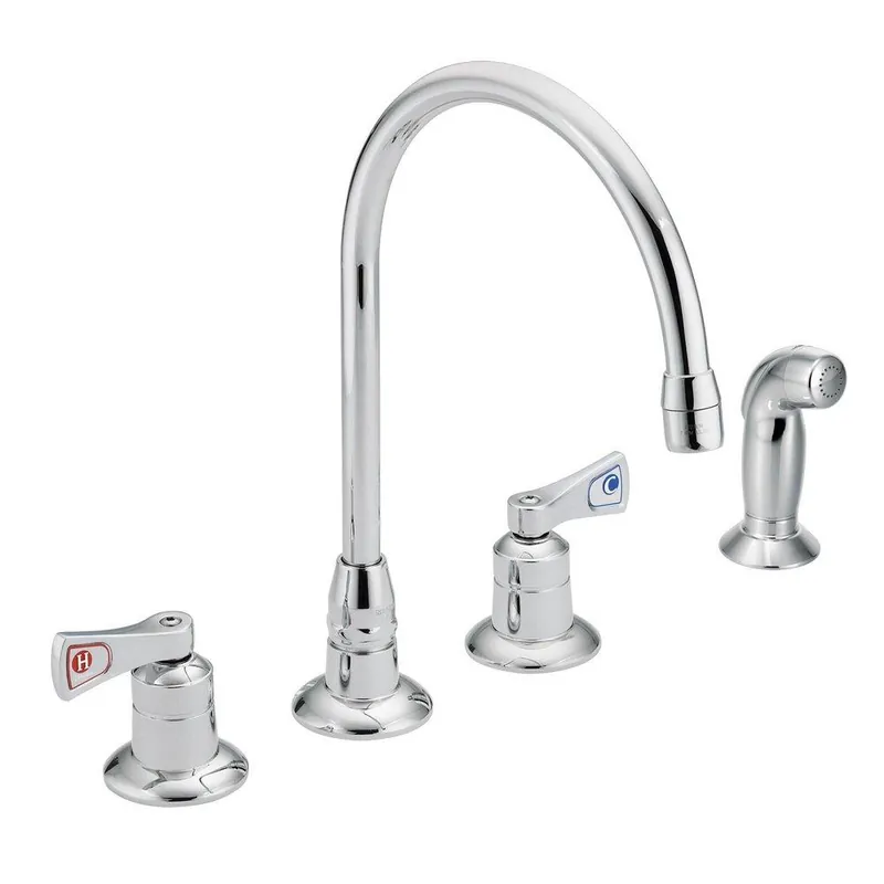 Moen 8242 M-Dura Two Handle Kitchen Faucet with Side Spray in Chrome