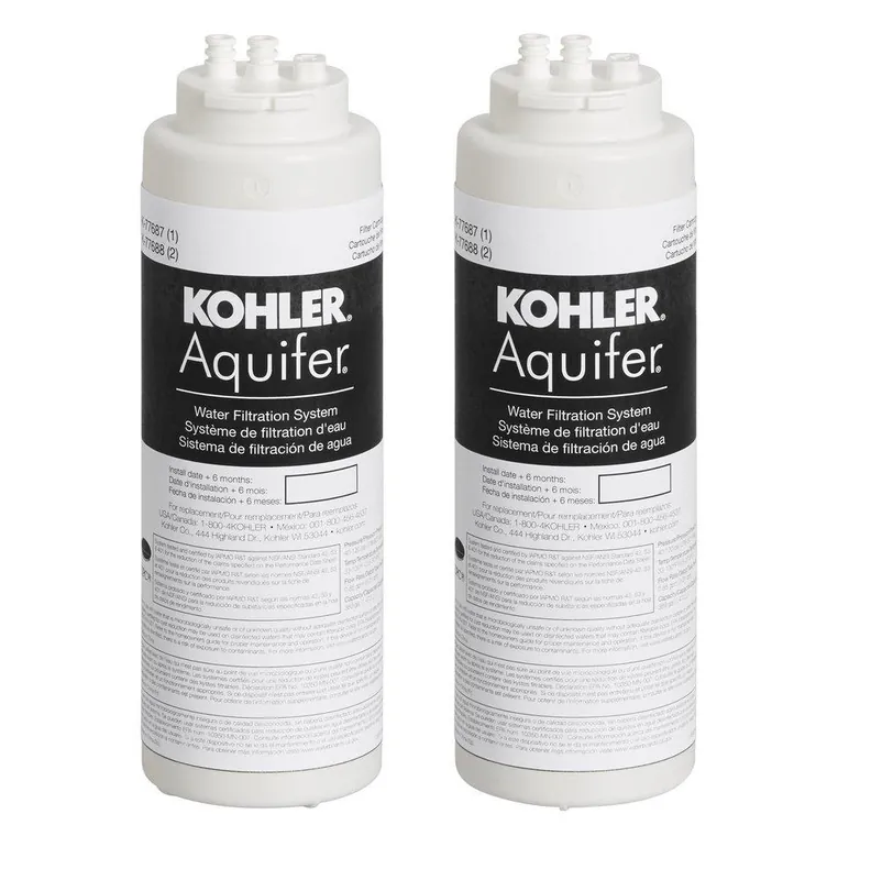 KOHLER 77688-NA Aquifer 1.70 gpm High Impact Plastic Replacement Filter Cartridge 2-Pack for K-77685 Aquifer Water Filtration System