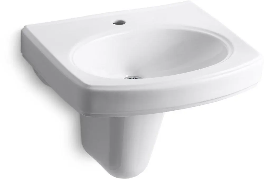 KOHLER 2035-1-0 Pinoir 22 x 18 in. Oval wall-mount 1 Hole Bathroom Sink