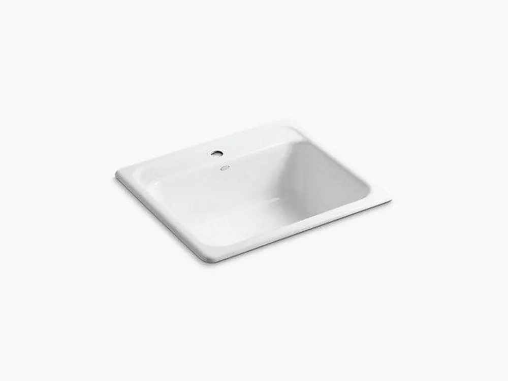Kohler 5964-1-0 Mayfield 25 x 22 in. 1 Hole Cast Iron Single Bowl Drop-in Kitchen Sink in White