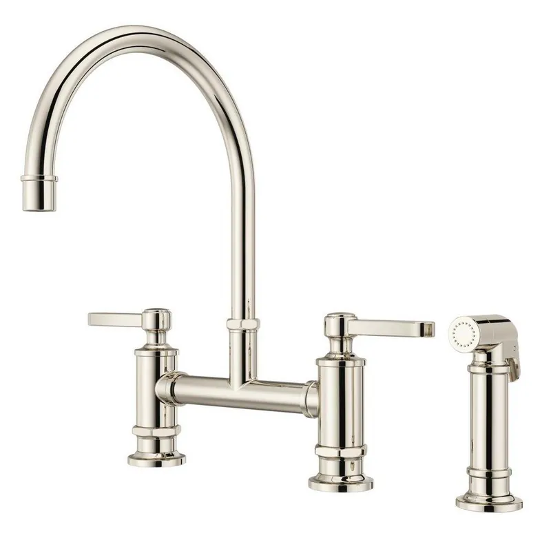 Pfister LG31-TDD Port Haven Two Handle Bridge Kitchen Faucet with Side Spray