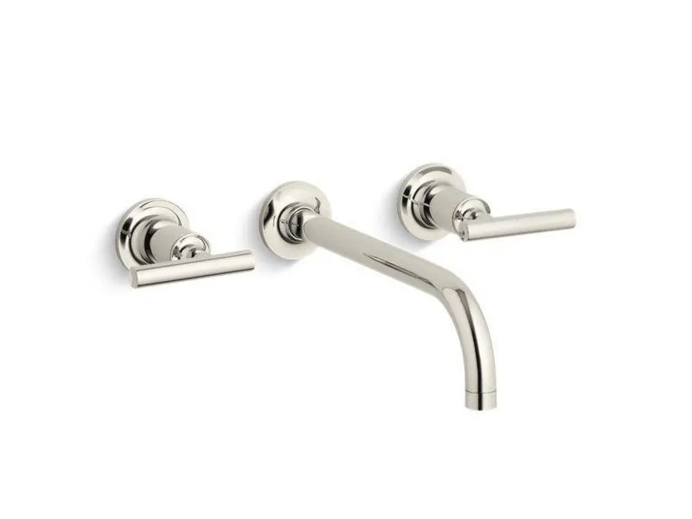 KOHLER T14414-4-SN Purist Two Handle Wall Mount Widespread Bathroom Sink Faucet