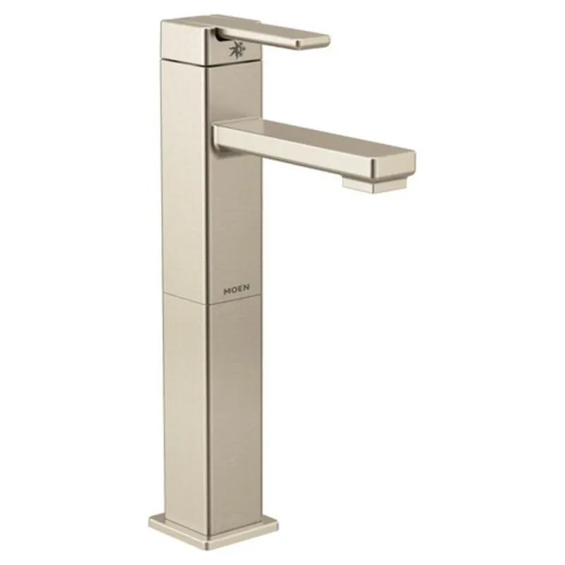 Moen S6712BN 90 Degree Single Handle Monoblock Vessel Filler Bathroom Sink Faucet in Brushed Nickel