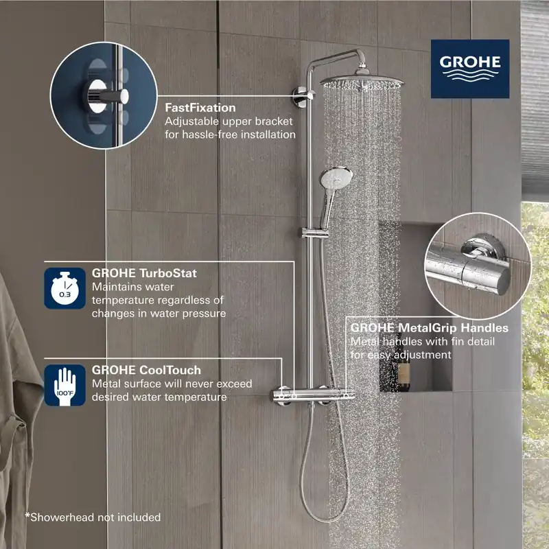 Grohe 26728EN0 CoolTouch Thermostatic Shower System in Grohe Brushed Nickel